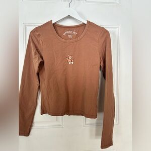 Aeropostale Tan Long Sleeve Top with Bear Motif
